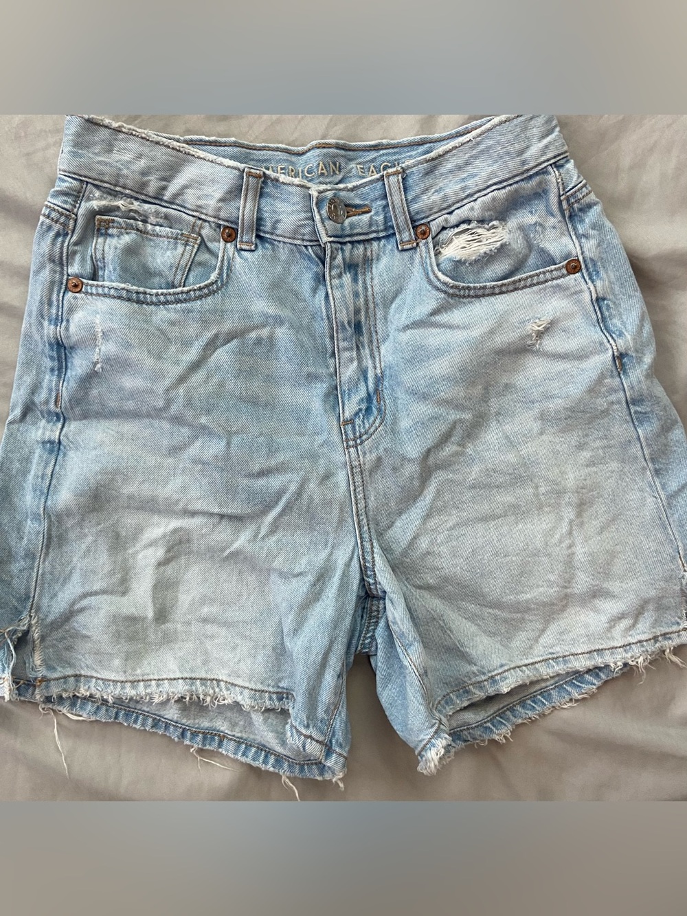 American Eagle Outfitters Light Blue Distressed Denim Jean Shorts